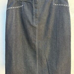 Your Sixth Sense Dark Wash Denim Pencil Skirt with Embellished Pockets
